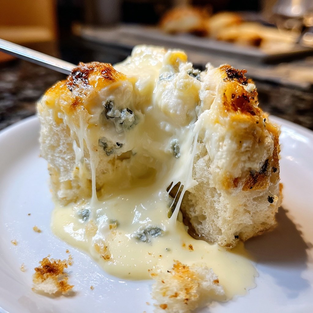 Fondue with Mild Blue Cheese and Garlic