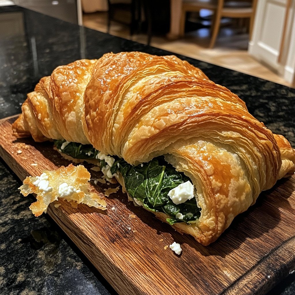 Healthy Spinach and Feta Croissant