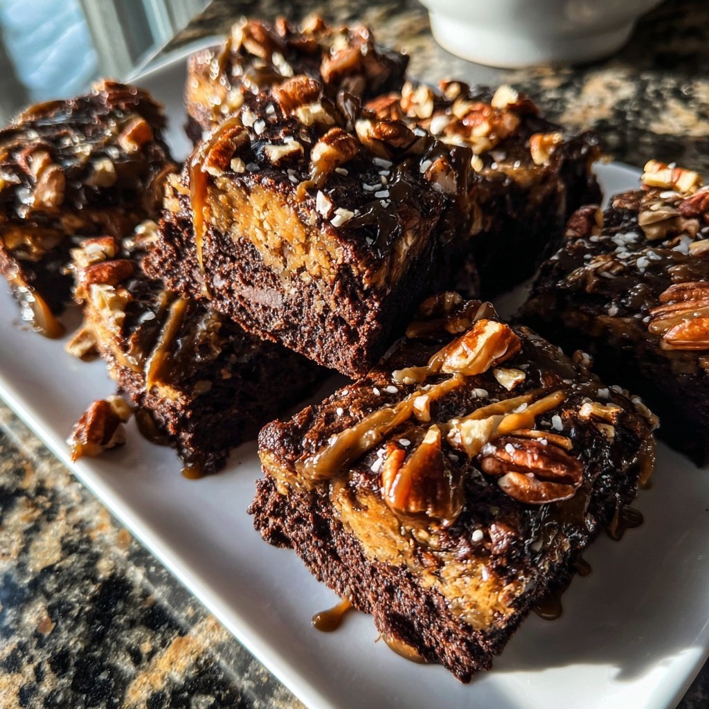 Cottage Cheese Brownies with Pecan Maple Drizzle