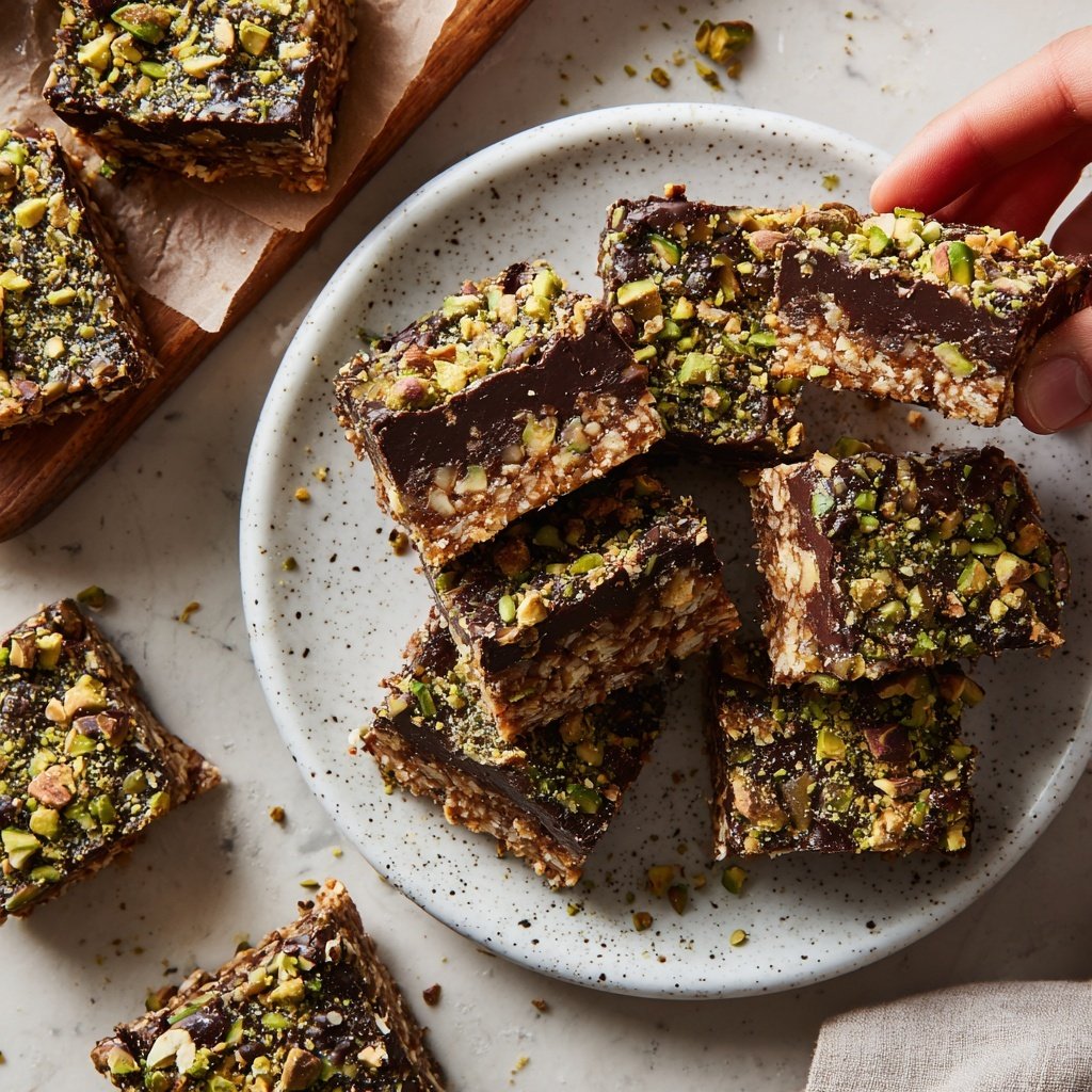 Chocolate Pistachio Coconut Squares