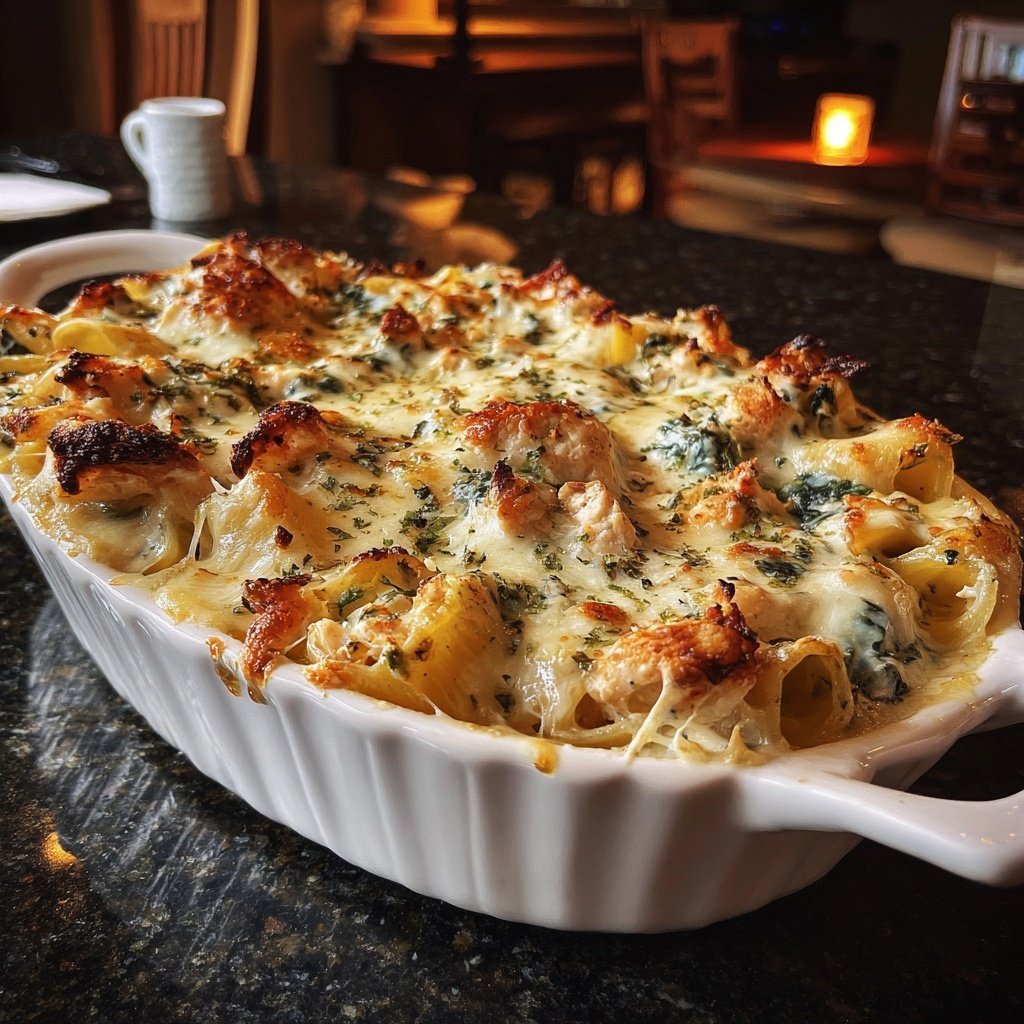 Creamy Spinach Chicken Alfredo Bake