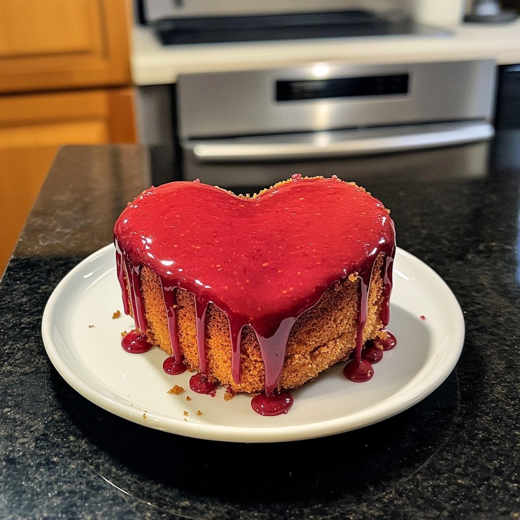 Mini Heart Cake with Raspberry Glaze